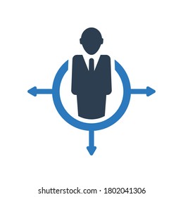 Businessman direction icon choice symbol decision vector 