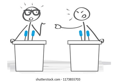 Businessman disagreeing arguing debating during office negotiations. Vector Illustration
