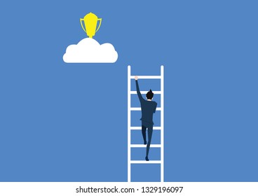 Businessman discover to victory.  Business vector concept illustration