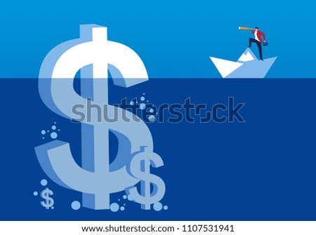 Businessman discovers the dollar in the ocean