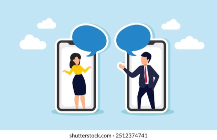 A businessman discussing with his business partner via phone, Illustration concept of Effective communication between business partners for project advancement