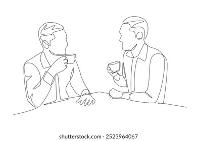 Businessman discussing with his client. Discussion with clients concept one-line drawing