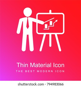 Businessman discussing a progress report red and pink gradient material white icon minimal design