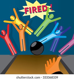 businessman dismisses its employees concept illustration