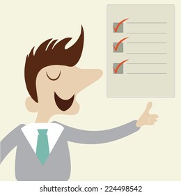 Businessman with to do check list.Vector cartoon design.