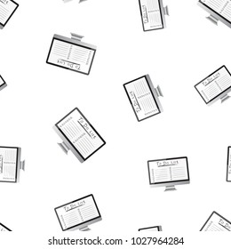 Businessman to do list, checklist with computer monitor seamless pattern background. Business flat vector illustration. Checklist, task list symbol pattern.