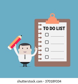 Businessman and to do list - Vector