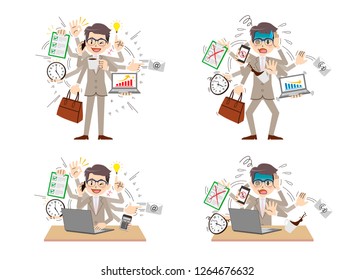 Businessman to do a multi-tasking.