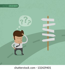 Businessman do not know where to go , eps10 vector format