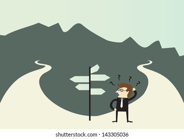 Businessman do not know where to go