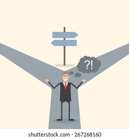 Businessman do not know where to go