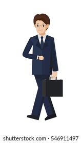 Businessman with document case watching the clock.