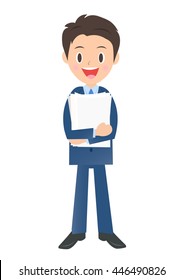 Businessman with the document, male company employee of illustration material