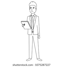businessman with documents avatar character