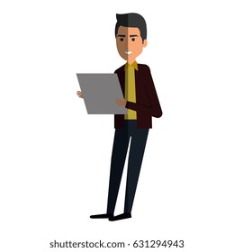 businessman with documents avatar character icon