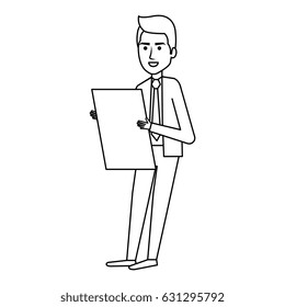 businessman with documents avatar character icon