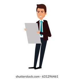 businessman with documents avatar character icon