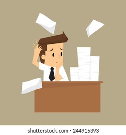 Businessman and a lot of documents.vector