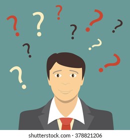 Businessman Does not Know What to Do, Business Concept. Vector Illustration EPS10