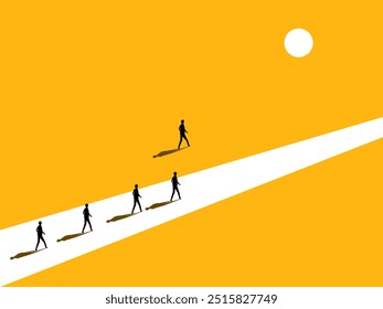 Businessman does not walk with others