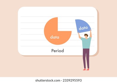 Businessman is doing data analysis for business project vector, dashboard bar chart comparison data vector, manager is presenting growth data, a man is working with business dashboard.