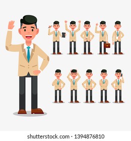 Businessman doing different actions for different uses