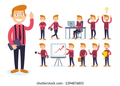 Businessman doing different actions for different uses