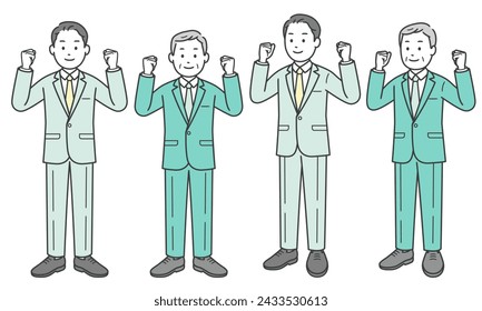 Businessman doing fist pump with both hands