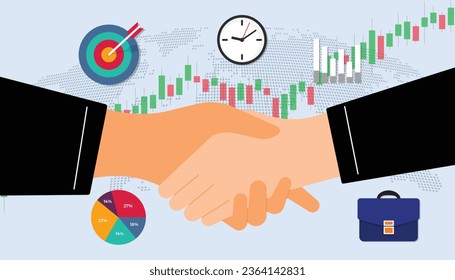 businessman doing hand shake, Flat design concept.	