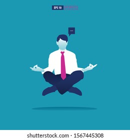 businessman doing meditation to get peace and ideas. Business vector illustration