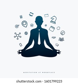 a businessman is doing meditation. Isolated Vector Illustration