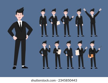 El hombre de negocios hace su pose en una expresión diferente.