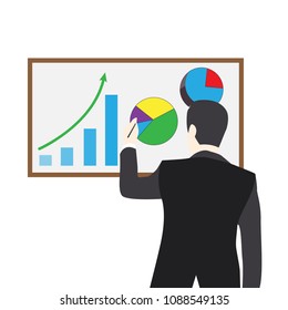 Businessman Doing Present and Pointing at a Board