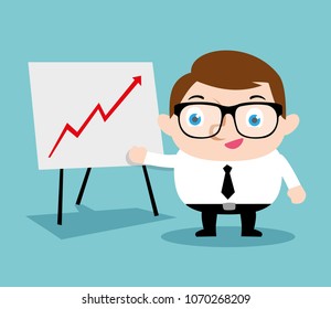 businessman doing presentation about company earnings vector illustration design