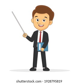 Businessman doing presentation flat vector illustration