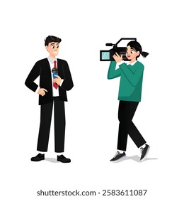 businessman doing press cartoon vector