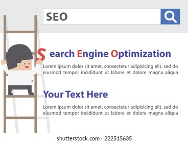 Businessman doing Search Engine Optimization or SEO, VECTOR, EPS10