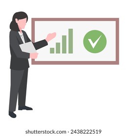 El hombre de negocios está haciendo una presentación de éxito. Ilustración de vector