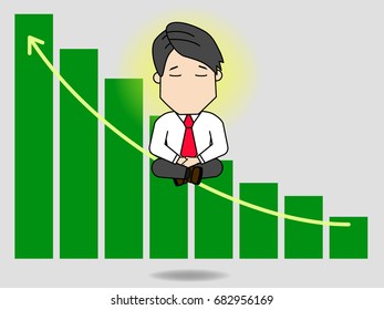 Businessman doing and thinking about the growth graph. Funny flat vector concept.