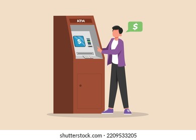 Businessman Doing Transactions Atm Machine Atm Stock Vector (Royalty ...