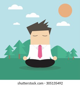 Businessman doing yoga vector