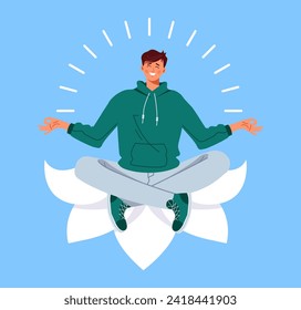 Businessman doing yoga. Vector flat illustration
