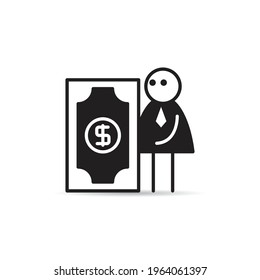 businessman and dollar banknote icon vector