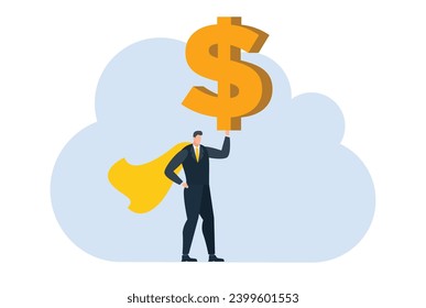 businessman with dollar money coin currency flat illustration template