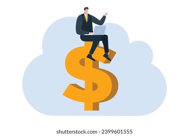 businessman with dollar money coin currency flat illustration template