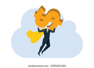 businessman with dollar money coin currency flat illustration template