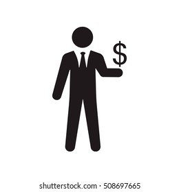 businessman with dollar on the hand. White background