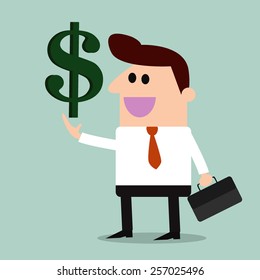 Businessman with dollar sign. 