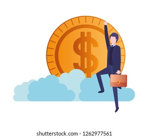 businessman with dollar sign avatar character