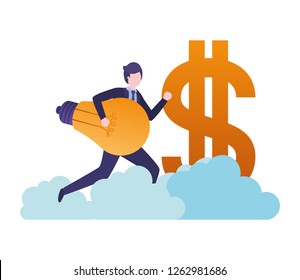 businessman with dollar sign avatar character